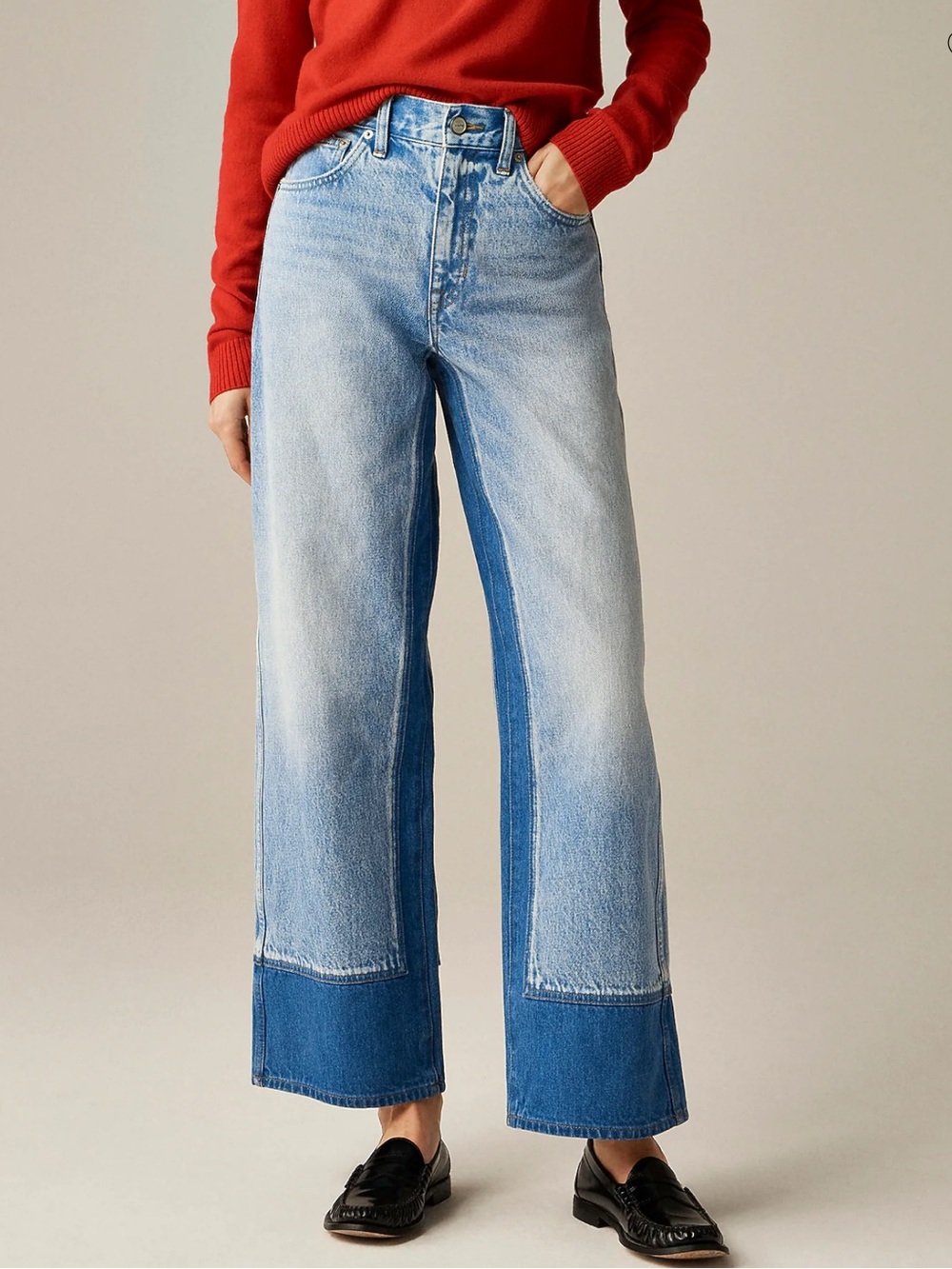 NEW J. Crew Everyday Wide Leg High Rise Jeans in Blair Wash Rigid Cotton 24 HO25